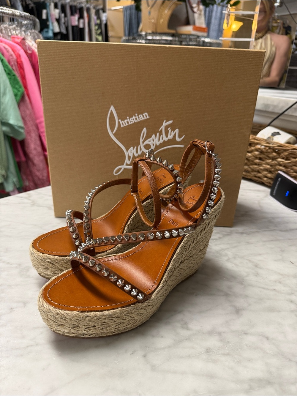 Christian Louboutin NIB Mafaldina Zeppa 120 Platform Spike Espadrille Wedge 40